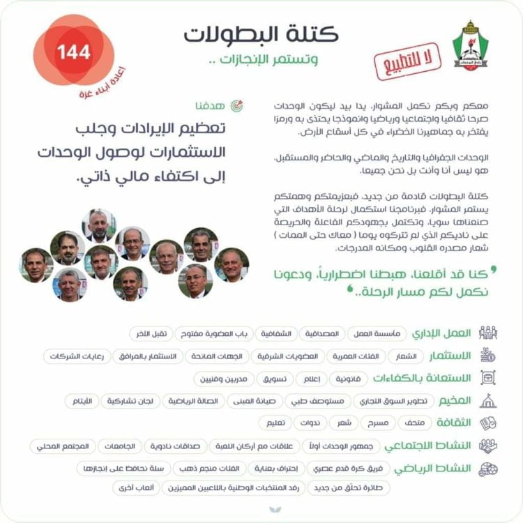 البرنامج الانتخابي لـ كتلة البطولات